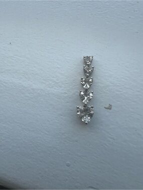 Zales Silver-Tone Heart Drop Pendant with Clear Stones